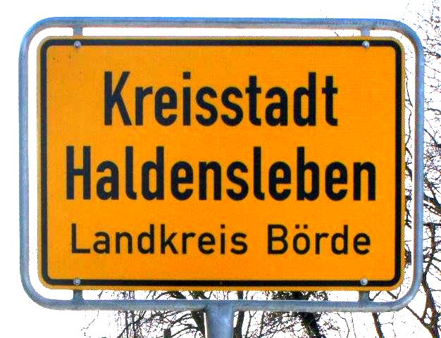 Ortseingangschild Haldensleben